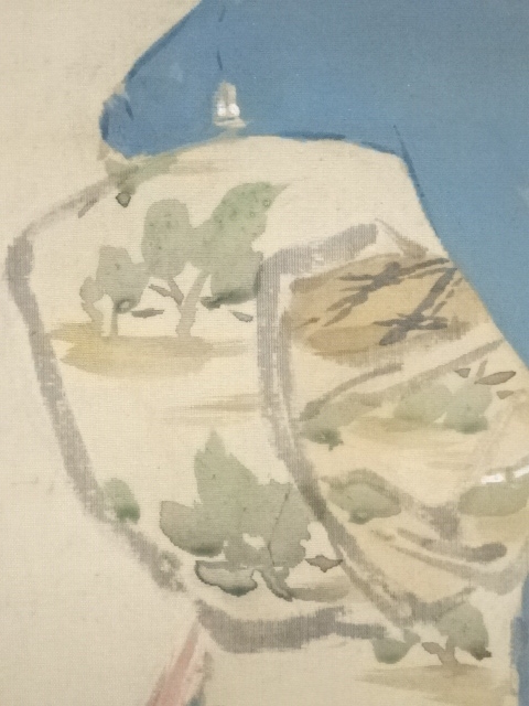 掛軸•書道•【三国志】•絹本着色•肉筆保証•整理品；M007 澹空岳陽筆 観瀑図 肉筆絹本掛軸：リサイクル・アンティーク着物